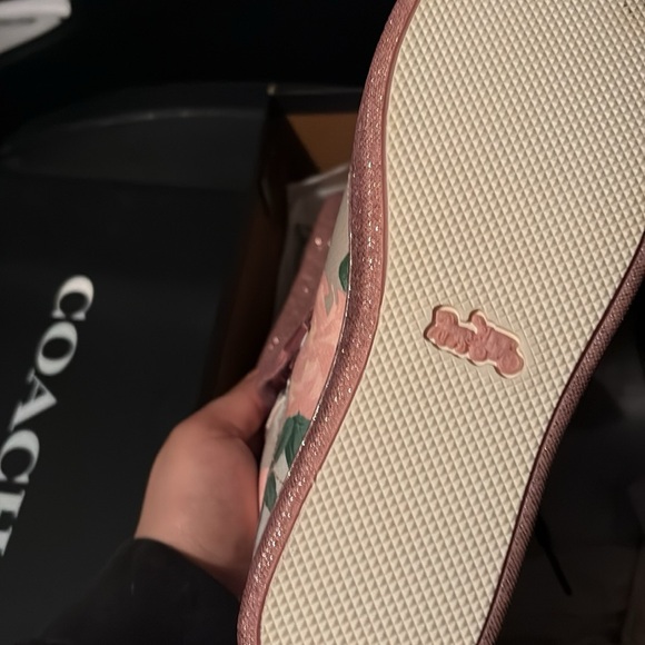 Coach Pink Floral Women's Sneakers - Picture 2 of 3